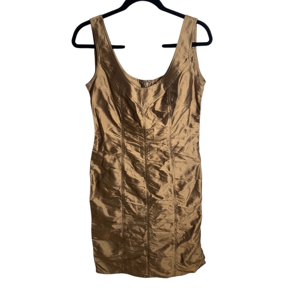 Vintage Areli Bronze Metallic Silk Tank‎ Dress 90s Y2K USA Whimsigoth Size 8